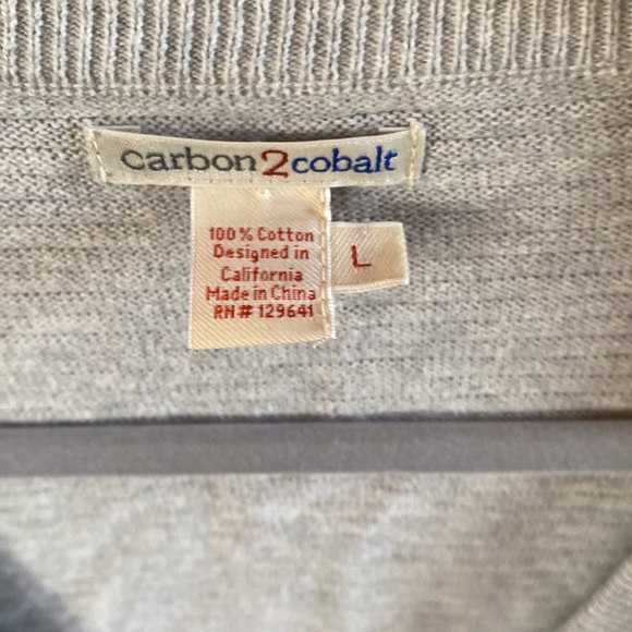 Women’s large gray ribbed cotton button up cardigan sweater - Picture 2 of 3